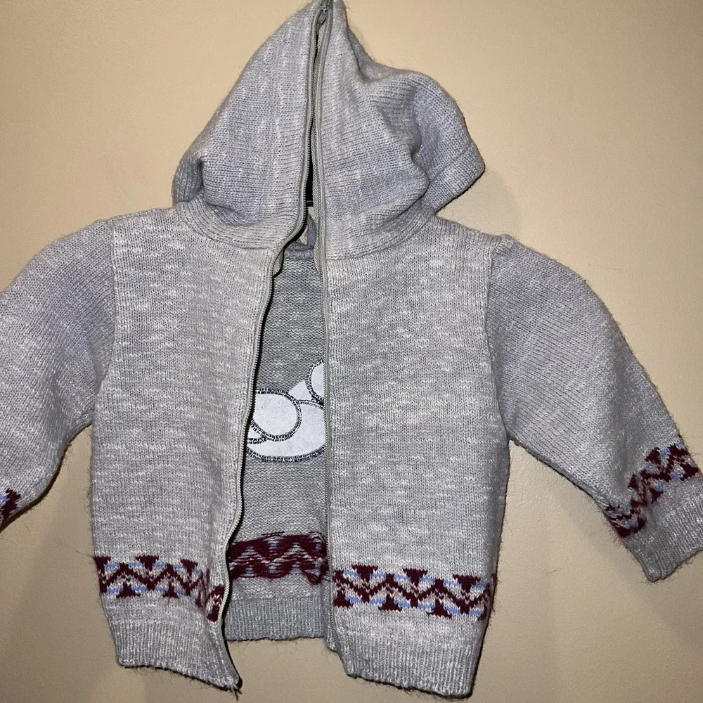 Vintage 80s Health-Tex Duck Sweater Soft Cotton Hooded Sweater Back Zip Applique